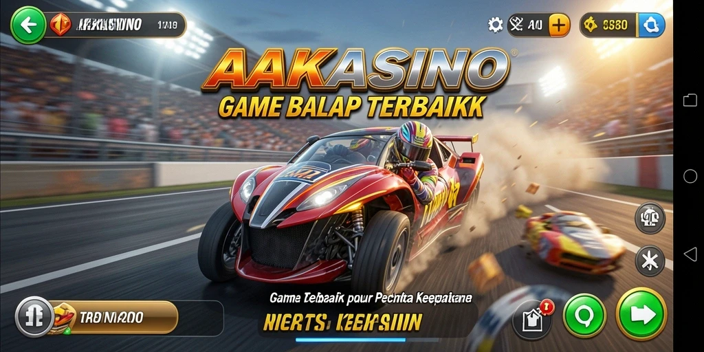 Tampilan gameplay menegangkan di lintasan balap AAKASINO.