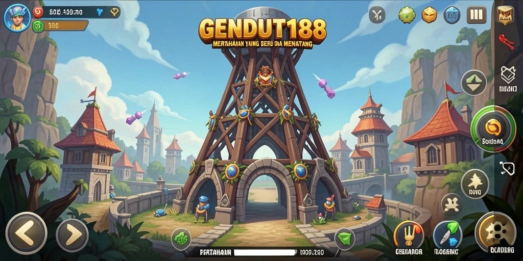Tampilan aksi mendebarkan di GENDUT188 dengan strategi Tower Defense.