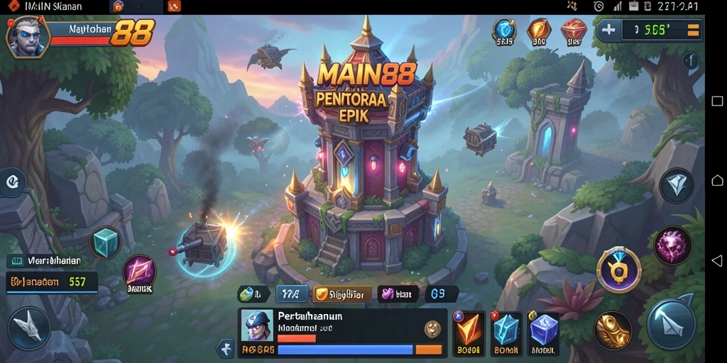 Tampilan gameplay epik dari MAIN88 dalam genre Tower Defense.