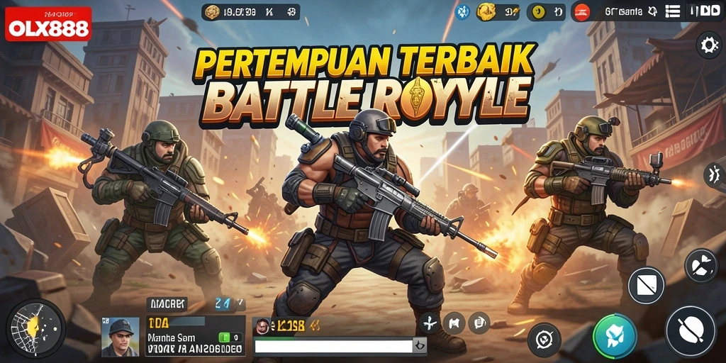 Gameplay seru dan intens di OLX888 Battle Royale.